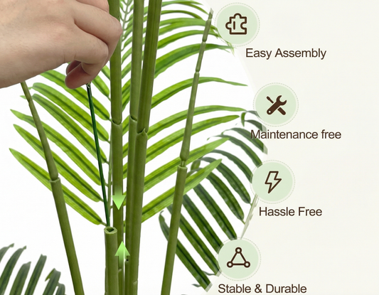 Dekorly Artificial Palm Tree 5.5ft Tall Fake Palm Tree Indoor Decor with 15 Trunks and Real Bark Design Faux Tropical Areca Palm Silk Floor Plant in Pot for Home Office Living Room Bedroom Decor 1pcs