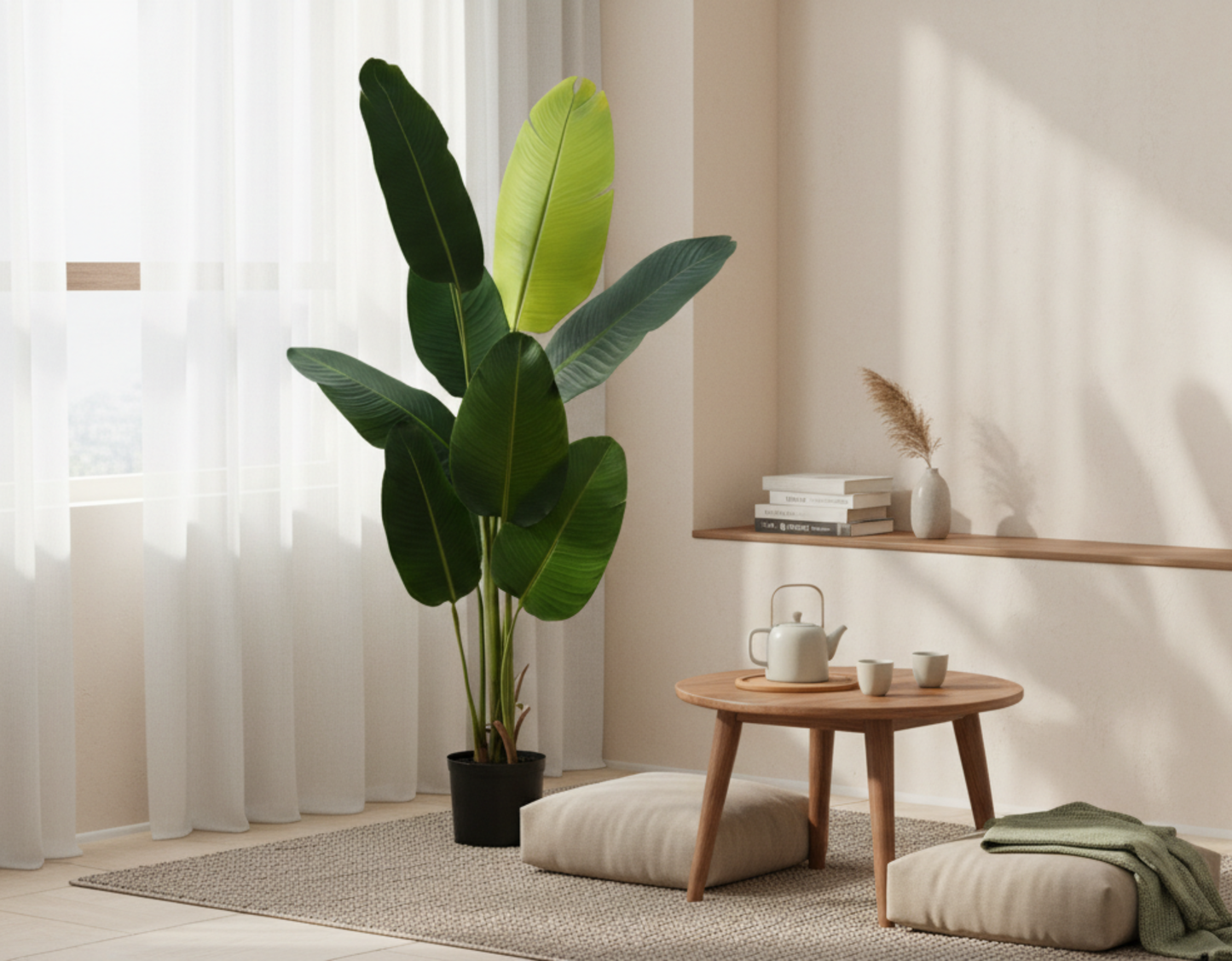 Dekorly 5.2ft Artificial Banana Plant with Pot – Tall Faux Tropical Tree for Living Room, Office, Balcony & Modern Home Decor