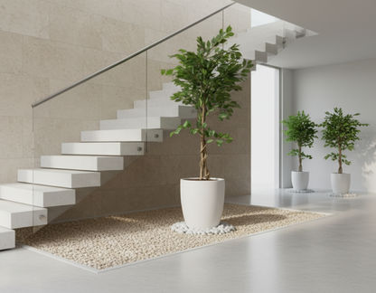 Dekorly 4.2ft Artificial Ficus Tree with Pot – Tall Faux Indoor Plant for Living Room, Office & Modern Home Decor