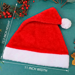 Dekorly Christmas Santa Hats – Soft Plush Red & White Holiday Hat with Pom Pom, Comfortable Fit for Parties, Photos & Festive Events