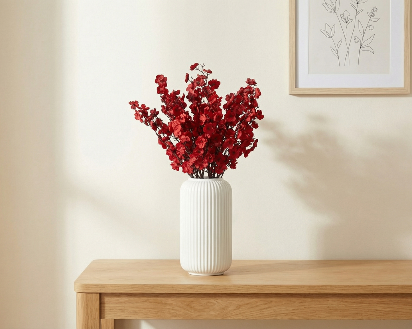 Dekorly Artificial Baby’s Breath Gypsophila Flower Plant – 40 cm Realistic Faux Floral Arrangement with White Plastic Pot for Home, Living Room & Office Table Decor, Elegant Gift Item