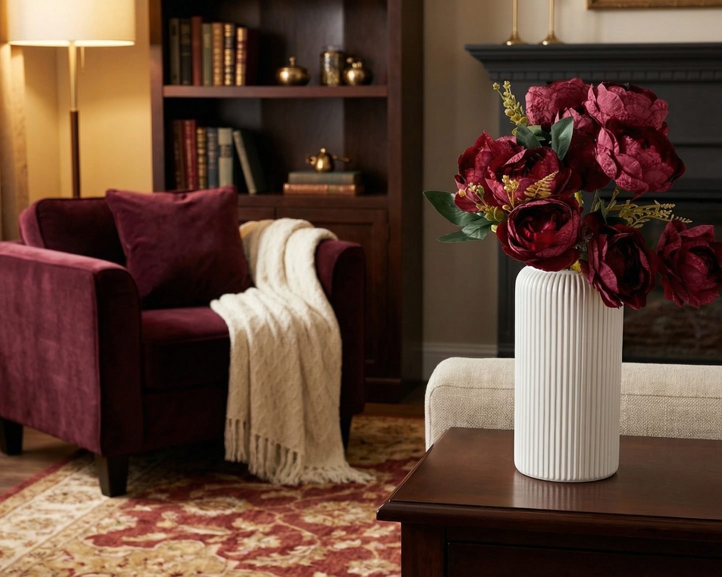 Dekorly Premium Artificial Peony Flower Vase – 40cm Elegant Home Décor Accent