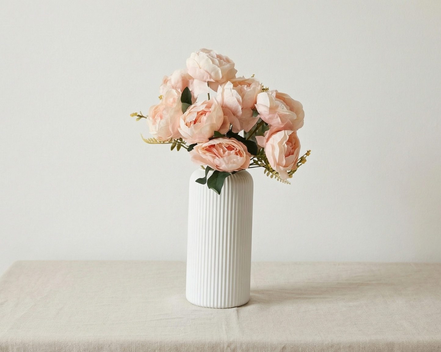 Dekorly Artificial Peony Flower Vase | Elegant Faux Floral Arrangement for Home Decor, Office Desk & Center Table | 40 cm