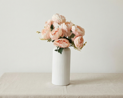 Dekorly Artificial Peony Flower Vase | Elegant Faux Floral Arrangement for Home Decor, Office Desk & Center Table | 40 cm