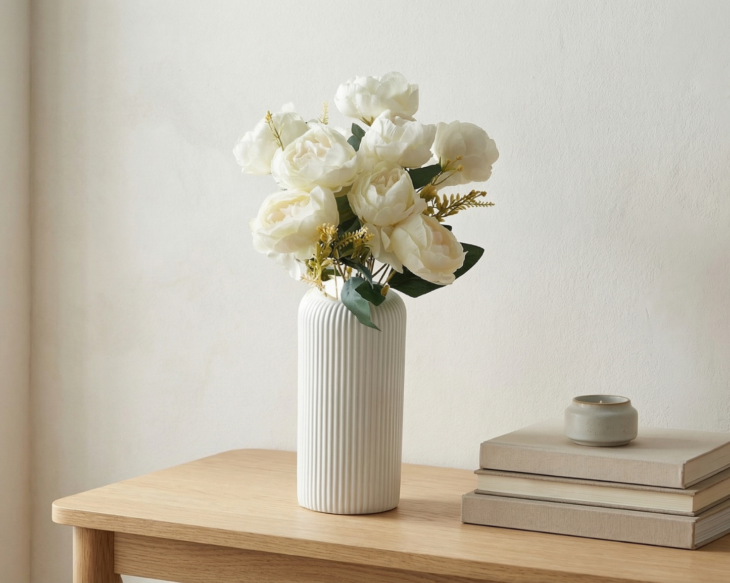 Dekorly Premium Artificial Peony Flower Vase – 40cm Elegant Home Décor Accent