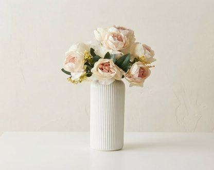 Dekorly Artificial Peony Flower Vase | Elegant Faux Floral Arrangement for Home Decor, Office Desk & Center Table | 40 cm