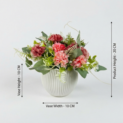 Dekorly Artificial Hydrangea Flowers | Premium Faux Flower Bunch for Home, Office & Table Décor | Realistic Look | 20 cm Height | Free Vase