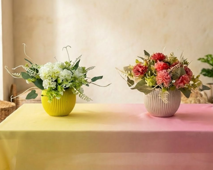 Dekorly Artificial Hydrangea Flowers | Premium Faux Flower Bunch for Home, Office & Table Décor | Realistic Look | 20 cm Height | Free Vase