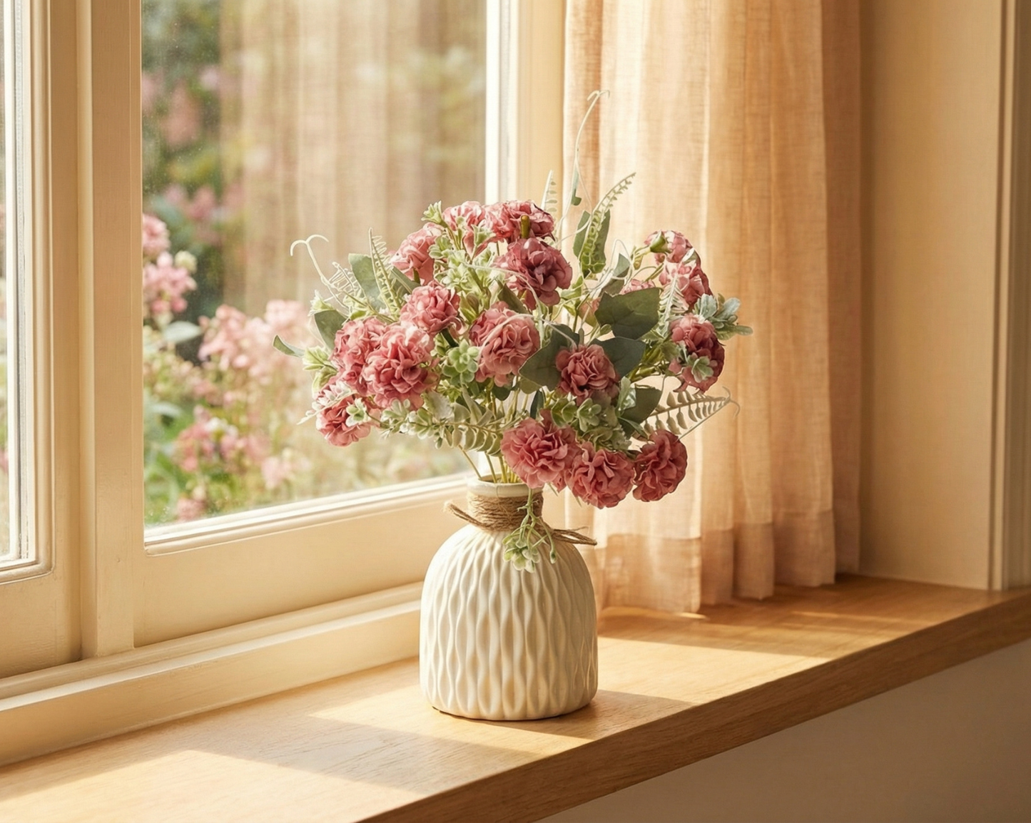 Dekorly Artificial Carnation Flower Arrangement – 30cm Premium Home & Table Décor