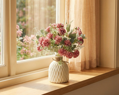 Dekorly Artificial Carnation Flower Arrangement – 30cm Premium Home & Table Décor