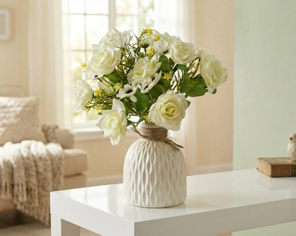 Dekorly Real Touch Artificial Rose Arrangement (30cm) – Modern Home Décor