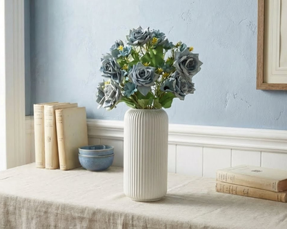Dekorly Artificial Rose Flower Arrangement 40 cm | Faux Flowers with Decorative Vase for Home Décor, Living Room, Bedroom & Office