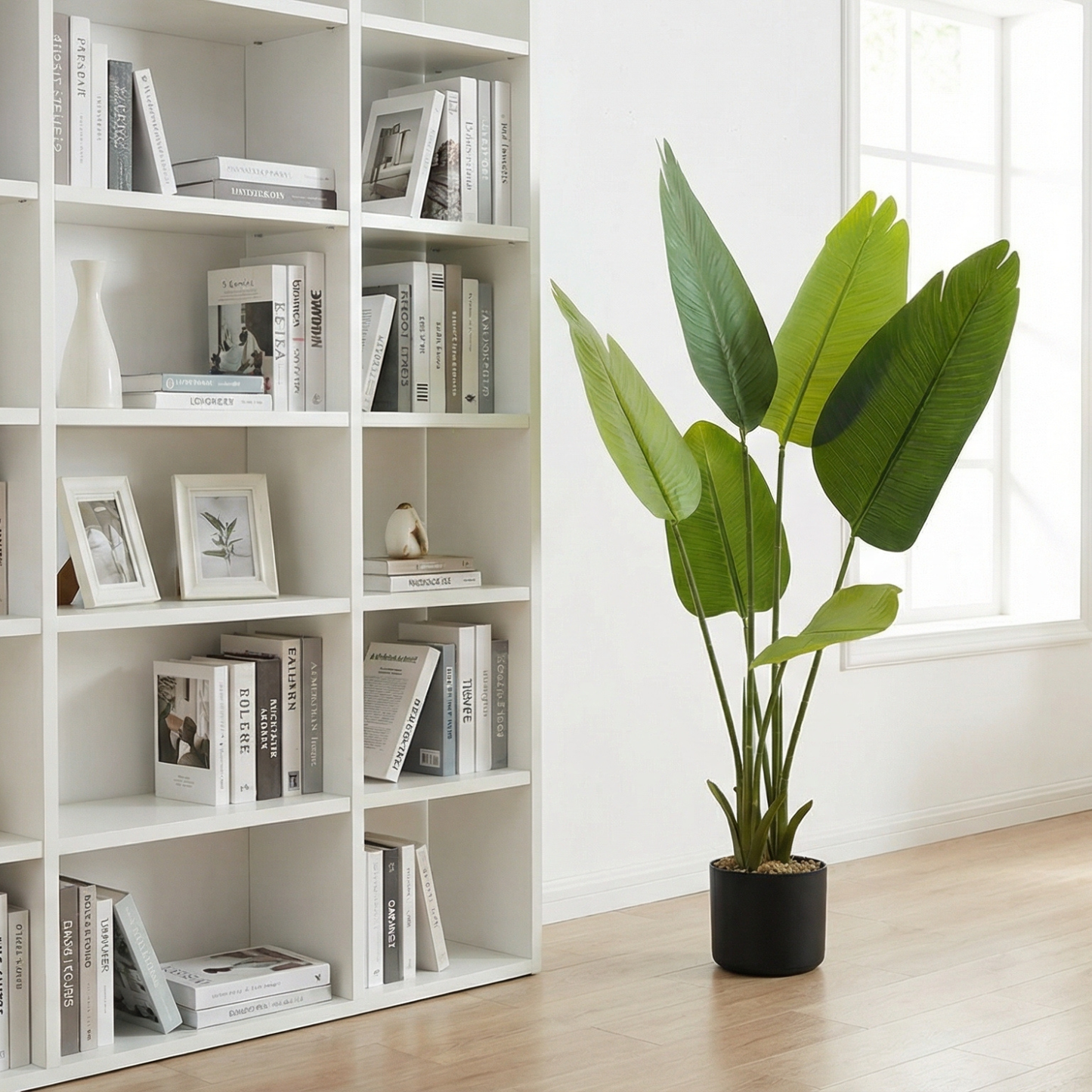 Dekorly 1 Pc 3'5 ft Artificial Banana Leaf Plant with Pot for Home Decor| Balcony | Garden| Bedroom| Living Room| Wedding Decoration (6 Leaves)