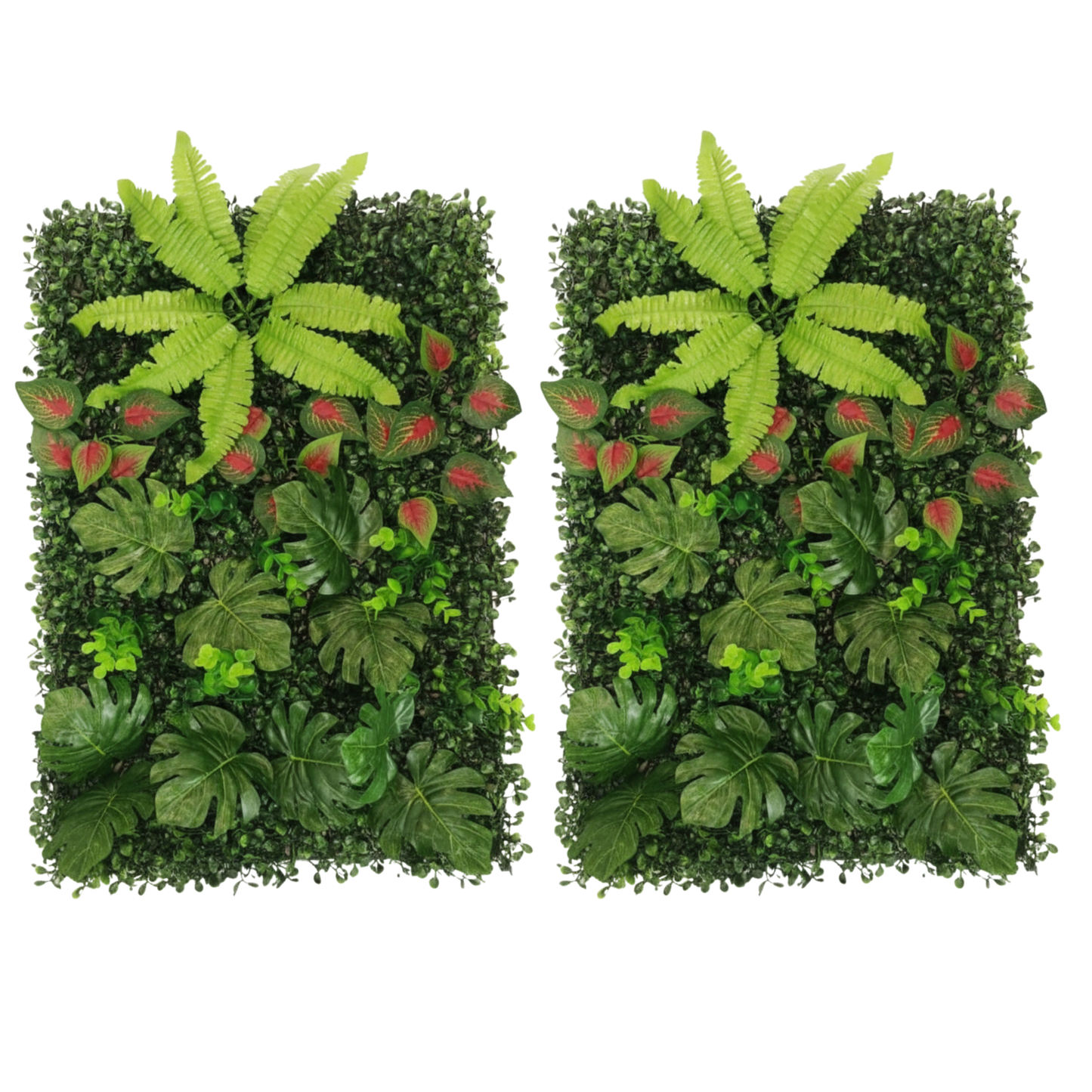 Dekorly Artificial Green Wall Panel with Mixed Tropical Leaves – Faux Greenery Wall Mat For Room | Living Room | Bedroom | Balcony Decor, 40x60Cm