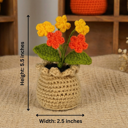 Dekorly Handmade Crochet Flower Pot Décor – Decorative Yarn Flower Arrangement for Home, Office & Gift Use (6 Inch Height)