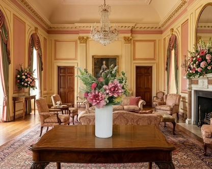 Dekorly Artificial Chrysanthemum Flower Plant – 40 cm Realistic Faux Floral Arrangement with White Plastic Pot for Home, Living Room & Office Table Decor, Elegant Gift Item