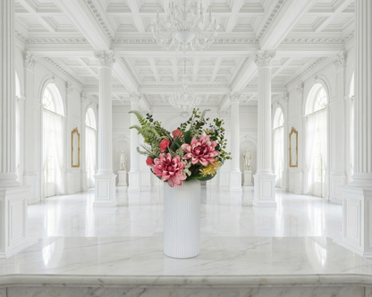 Dekorly Artificial Chrysanthemum Flower Plant – 40 cm Realistic Faux Floral Arrangement with White Plastic Pot for Home, Living Room & Office Table Decor, Elegant Gift Item