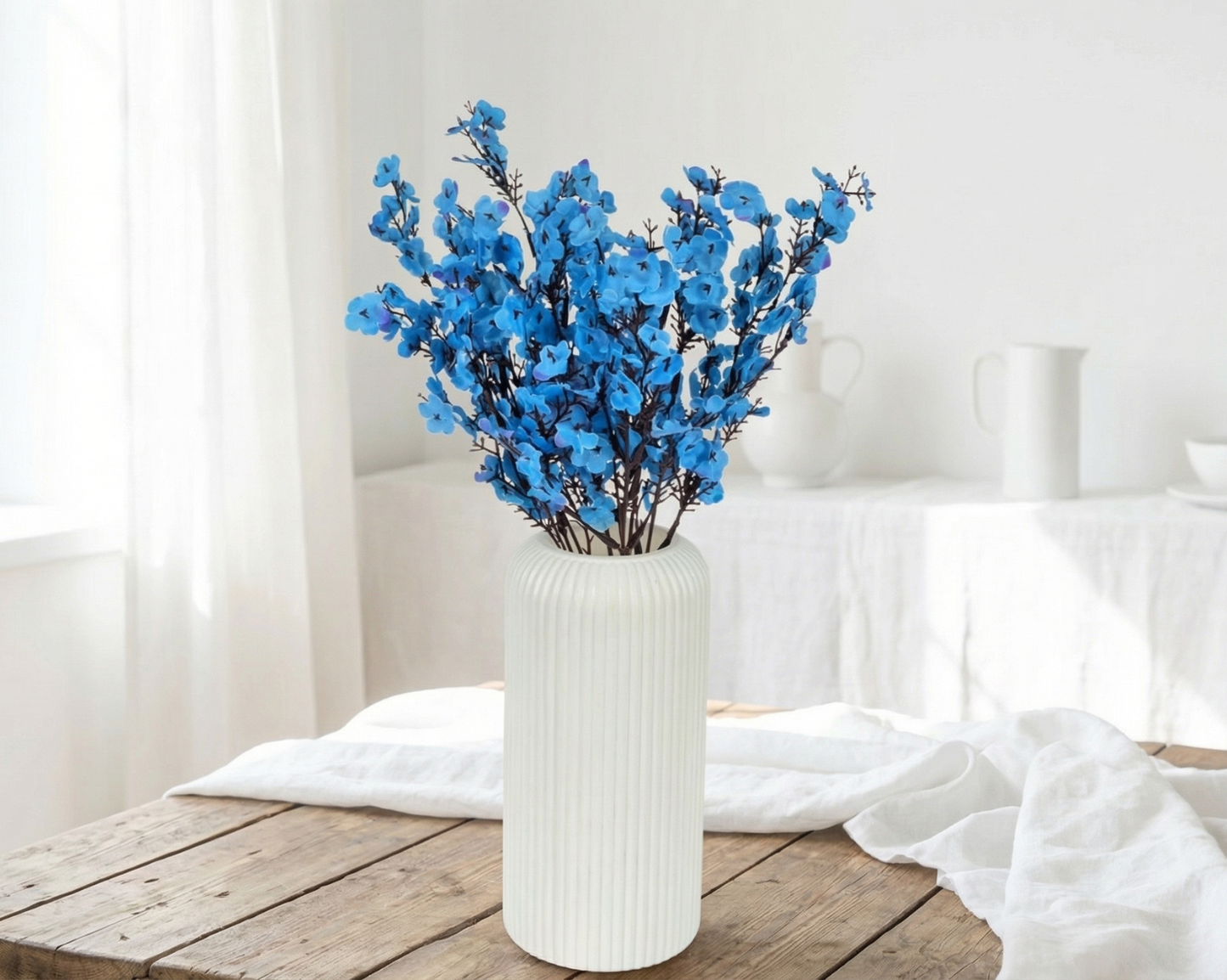 Dekorly Artificial Baby’s Breath Gypsophila Flower Plant – 40 cm Realistic Faux Floral Arrangement with White Plastic Pot for Home, Living Room & Office Table Decor, Elegant Gift Item