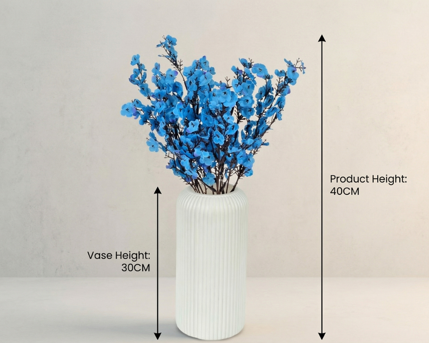 Dekorly Artificial Baby’s Breath Gypsophila Flower Plant – 40 cm Realistic Faux Floral Arrangement with White Plastic Pot for Home, Living Room & Office Table Decor, Elegant Gift Item