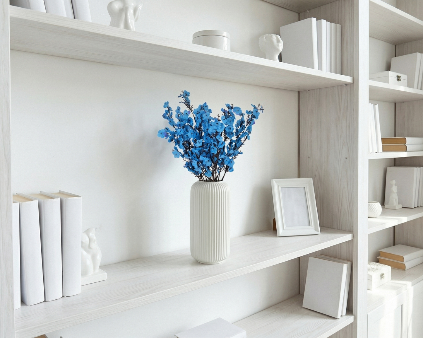 Dekorly Artificial Baby’s Breath Gypsophila Flower Plant – 40 cm Realistic Faux Floral Arrangement with White Plastic Pot for Home, Living Room & Office Table Decor, Elegant Gift Item