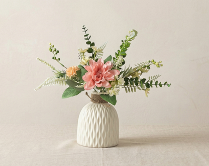 Dekorly Artificial Chrysanthemum Flower Arrangement with Textured Ceramic Vase | 30 cm Tall | Realistic Decorative Floral for Home, Office, Table & Shelf Décor (Free Vase)