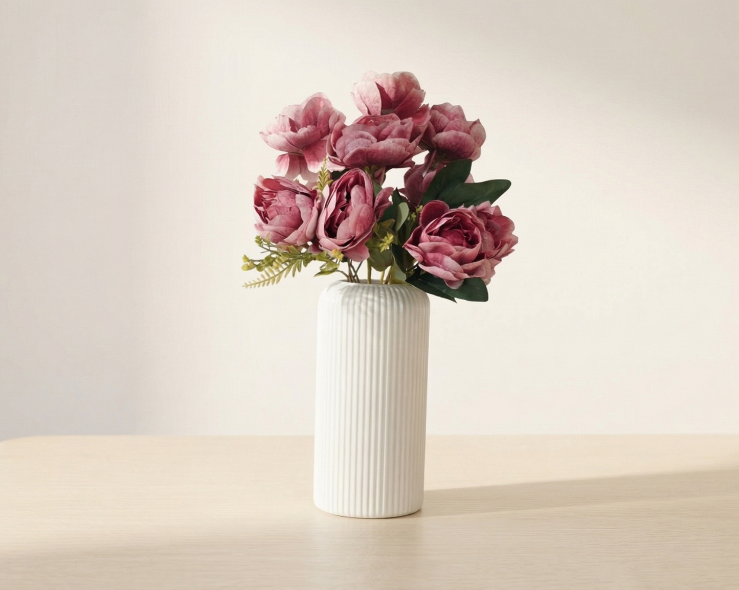Dekorly Artificial Peony Flower Vase | Elegant Faux Floral Arrangement for Home Decor, Office Desk & Center Table | 40 cm