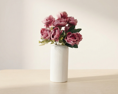 Dekorly Artificial Peony Flower Vase | Elegant Faux Floral Arrangement for Home Decor, Office Desk & Center Table | 40 cm
