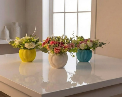 Dekorly Artificial Hydrangea Flowers | Premium Faux Flower Bunch for Home, Office & Table Décor | Realistic Look | 20 cm Height | Free Vase