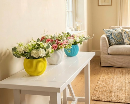 Dekorly Artificial Hydrangea Flowers | Premium Faux Flower Bunch for Home, Office & Table Décor | Realistic Look | 20 cm Height | Free Vase
