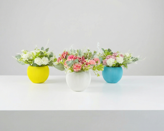 Dekorly Artificial Hydrangea Flowers | Premium Faux Flower Bunch for Home, Office & Table Décor | Realistic Look | 20 cm Height | Free Vase