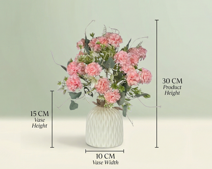 Dekorly Artificial Carnation Flower Arrangement – 30cm Premium Home & Table Décor