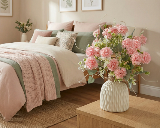 Dekorly Artificial Carnation Flower Arrangement – 30cm Premium Home & Table Décor