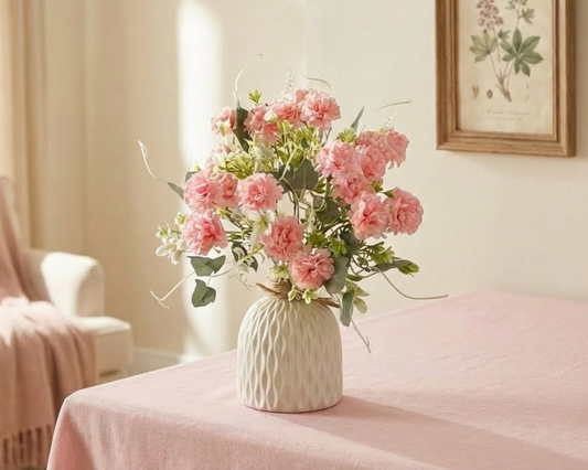 Dekorly Artificial Carnation Flower Arrangement – 30cm Premium Home & Table Décor