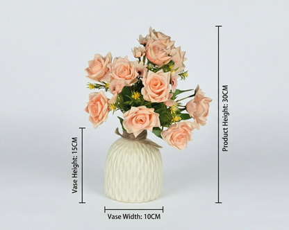 Dekorly Real Touch Artificial Rose Arrangement (30cm) – Modern Home Décor