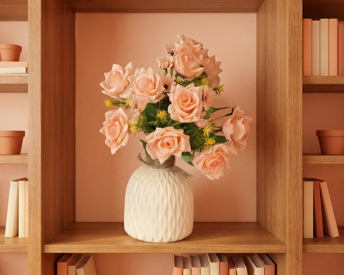 Dekorly Real Touch Artificial Rose Arrangement (30cm) – Modern Home Décor