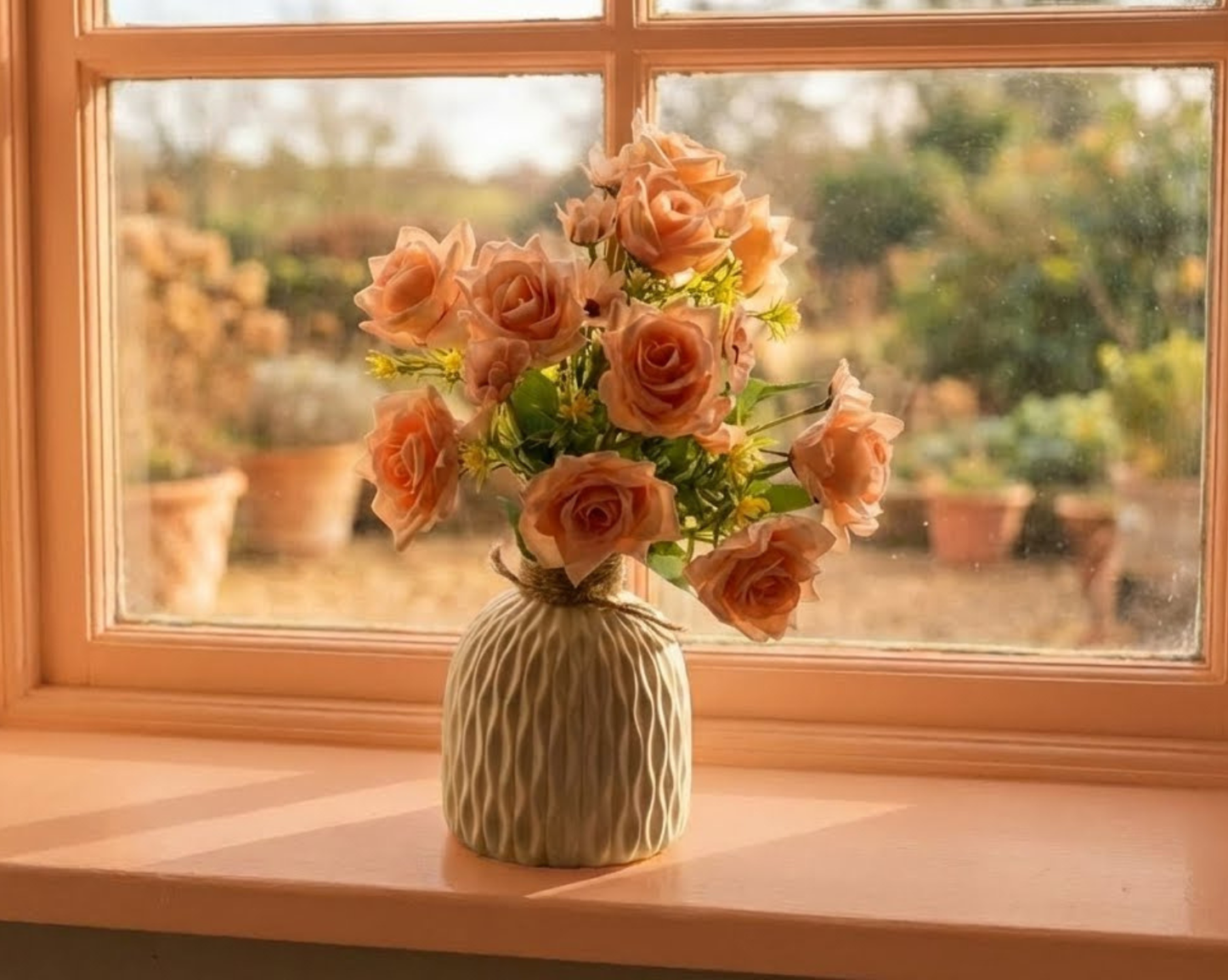 Dekorly Real Touch Artificial Rose Arrangement (30cm) – Modern Home Décor