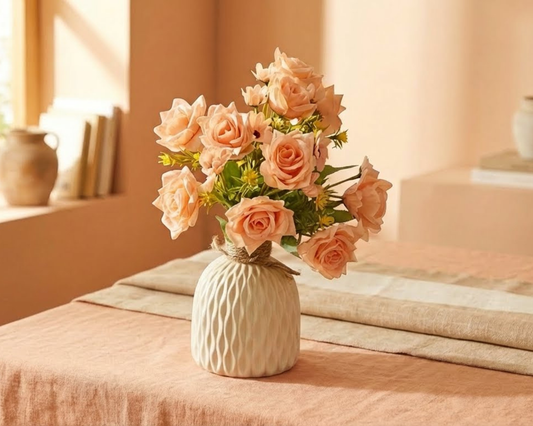 Dekorly Real Touch Artificial Rose Arrangement (30cm) – Modern Home Décor