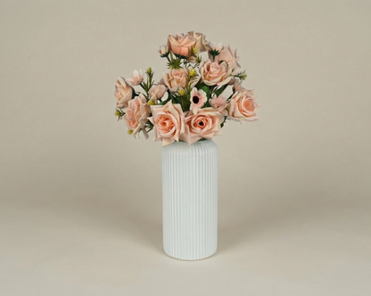 Dekorly Artificial Rose Flower Arrangement 40 cm | Faux Flowers with Decorative Vase for Home Décor, Living Room, Bedroom & Office