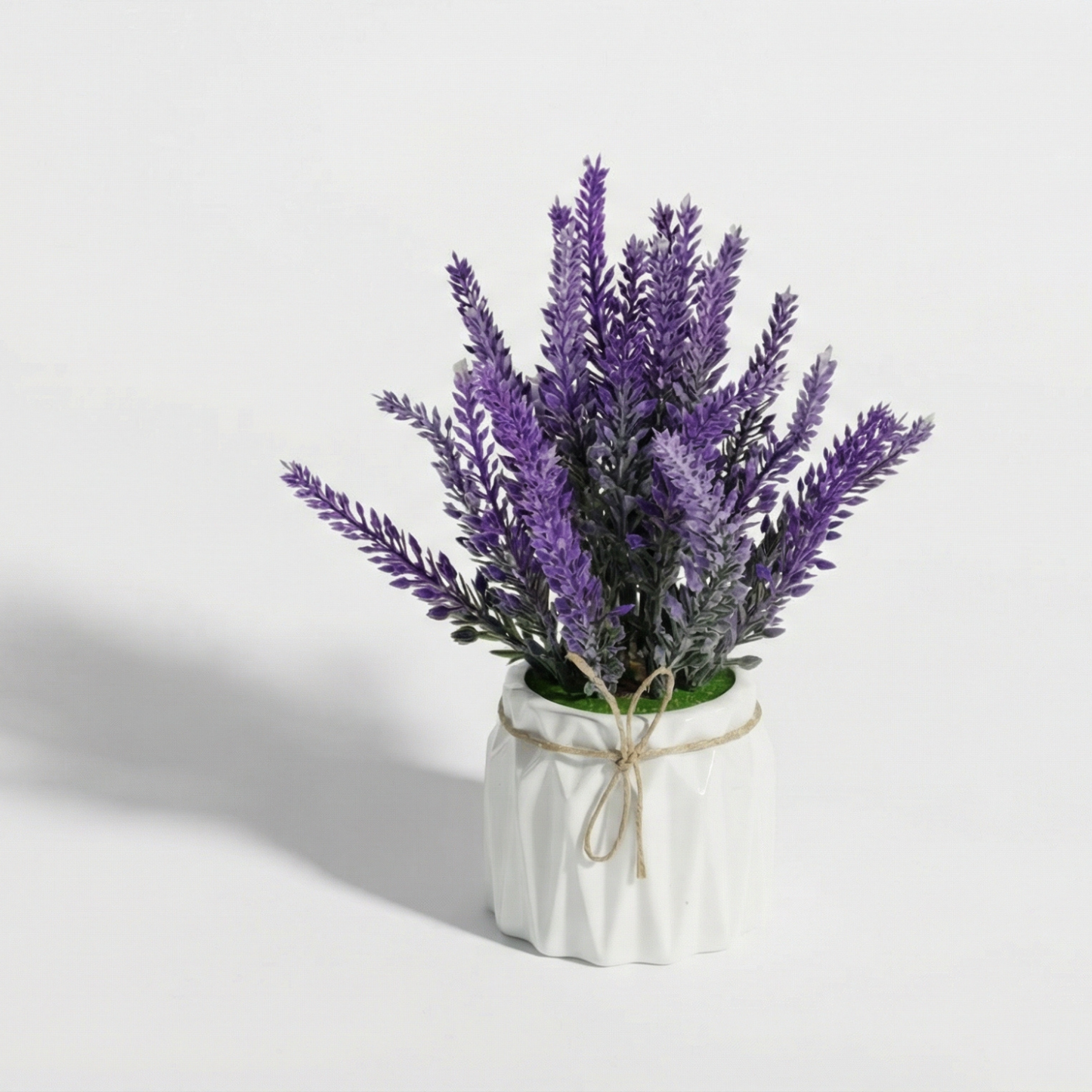Dekorly Artificial Metallic Look Lavender Plant 18cm in Pot | Faux Lavender Flower for Home Decor, Office Desk, Living Room Table, Bedroom Shelf Decoration