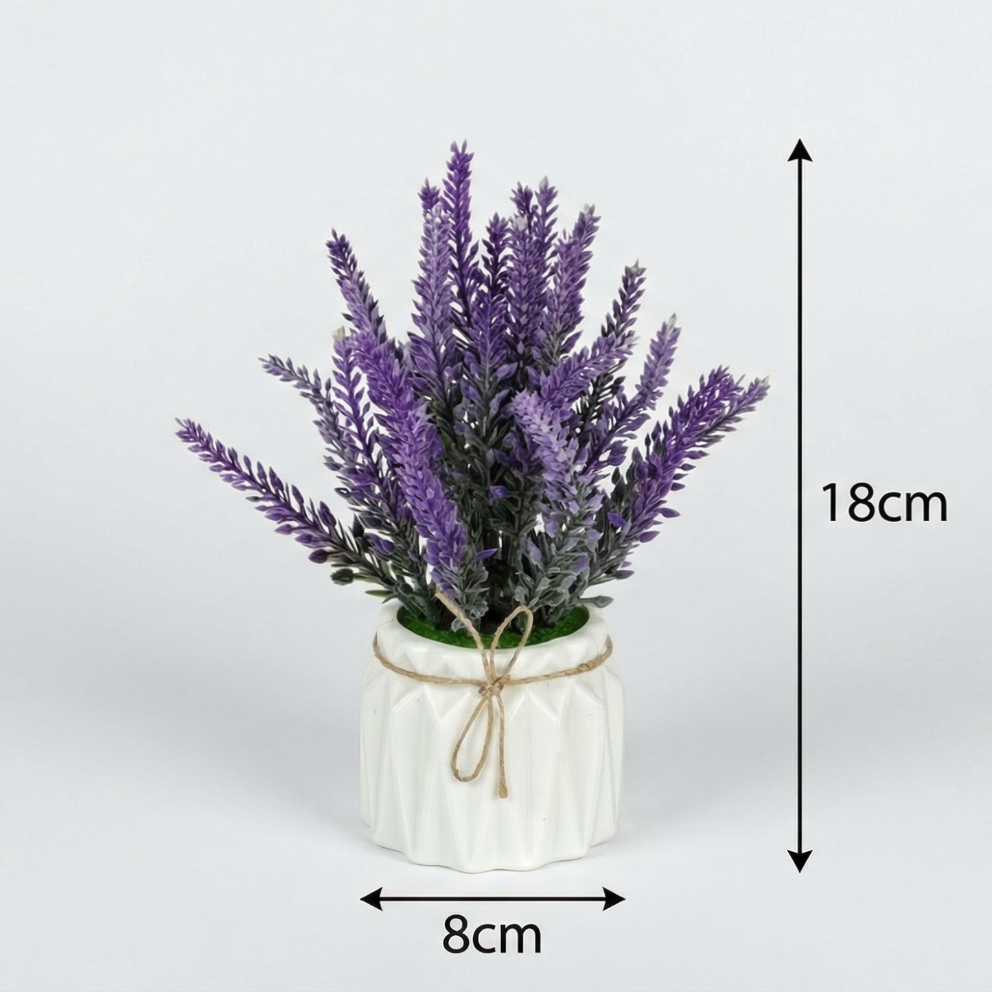 Dekorly Artificial Metallic Look Lavender Plant 18cm in Pot | Faux Lavender Flower for Home Decor, Office Desk, Living Room Table, Bedroom Shelf Decoration