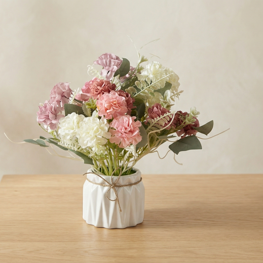 Dekorly Artificial Small Chrysanthemum Flowers Multicolor in Pot | Faux Flower Plant for Home Decor, Office Desk, Living Room Table, Bedroom Shelf Decoration