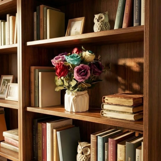 Dekorly Artificial Big Rose Flowers Multicolor in Pot | Premium Faux Rose Flower Plant for Home Decor, Office Desk, Living Room Table, Bedroom Shelf Decoration