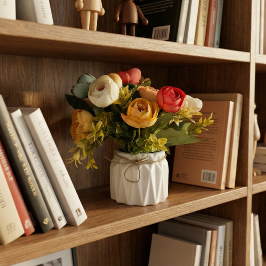 Dekorly Artificial Mini Onion Flowers Multicolor in Pot | Faux Flower Plant for Home Decor, Office Desk, Living Room Table, Bedroom Shelf Decoration