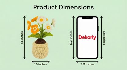 Dekorly Handmade Crochet Daisy Flower Plant (Artificial Yarn Flower) – Home & Desk Decor, With Pot