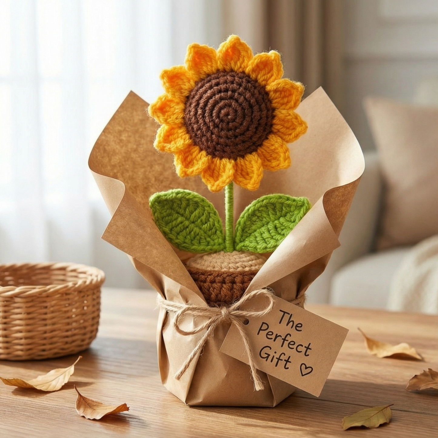 Dekorly Handmade Crochet Sunflower Plant with Pot – Yarn Flower Home, Desk & Gift Decor