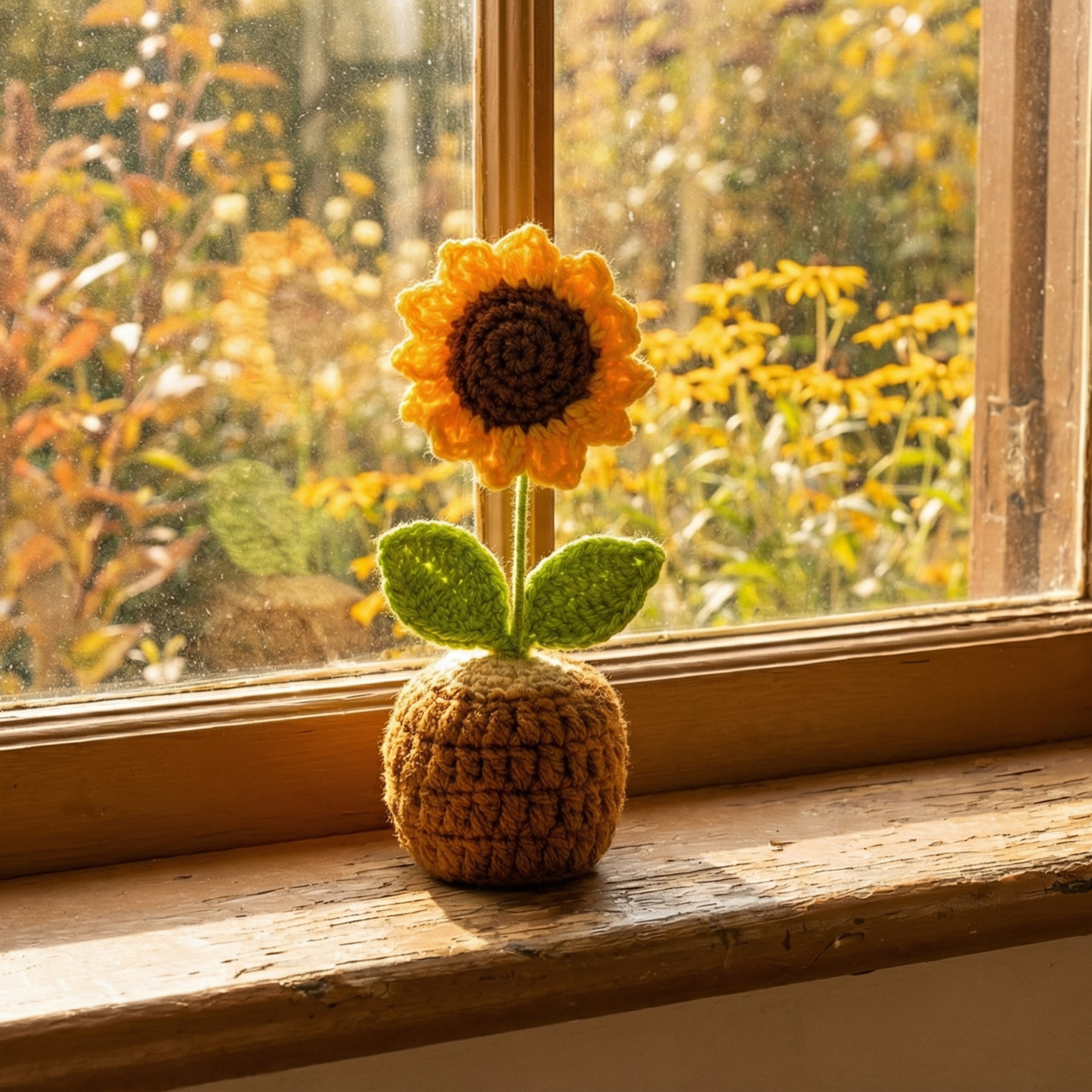 Dekorly Handmade Crochet Sunflower Plant with Pot – Yarn Flower Home, Desk & Gift Decor