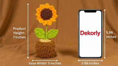 Dekorly Handmade Crochet Sunflower Plant with Pot – Yarn Flower Home, Desk & Gift Decor