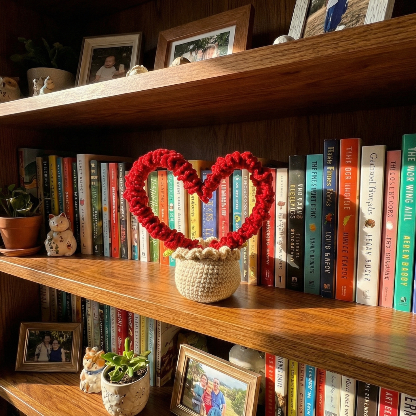 Dekorly Handmade Crochet Heart Plant with Pot – Love-Themed Yarn Decor for Home, Desk & Romantic Gifting