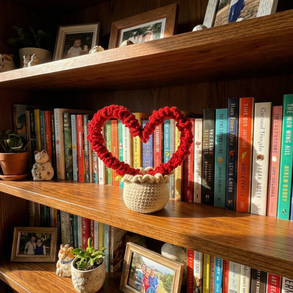 Dekorly Handmade Crochet Heart Plant with Pot – Love-Themed Yarn Decor for Home, Desk & Romantic Gifting