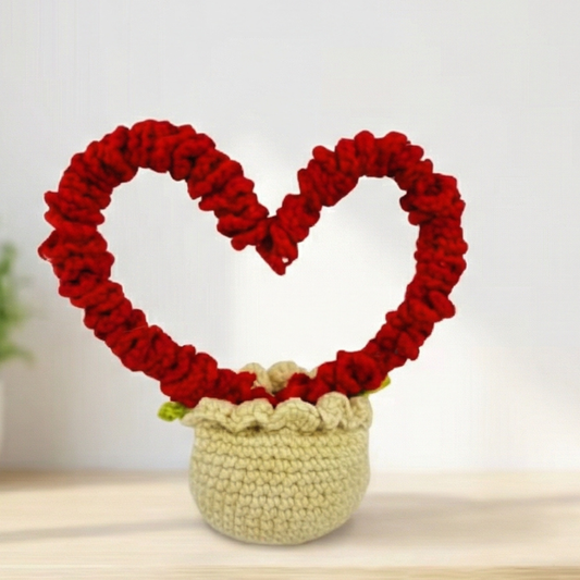 Dekorly Handmade Crochet Heart Plant with Pot – Love-Themed Yarn Decor for Home, Desk & Romantic Gifting